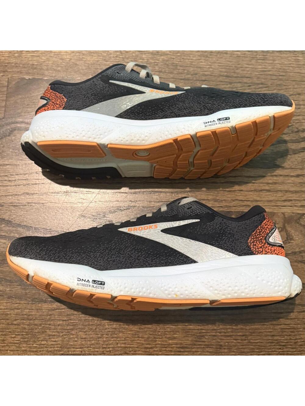 Brooks Ghost 16 Neutral Men's Black White Orange Running Shoes Size 10 - Picture 7 of 9